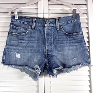 Levi's 501 Distressed Fried Hem Blue Jean Shorts Festival Size 27